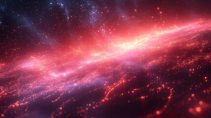 Digital meteor shower with data streams and particle effects