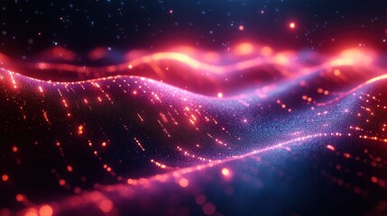 Digital hurricane made of data streams and particle effects