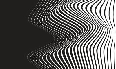 Fototapete - abstract transition from black wavy line pattern.