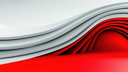 Wall Mural - abstract red and white waves: striking abstract image features dynamic red and white wavy lines that