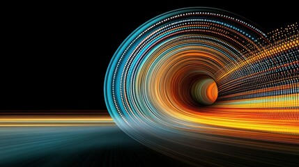 Wall Mural - data tunnel: a dynamic digital artwork depicting an abstract tunnel of data, where streams of light 
