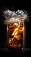 Wall Mural - a glass of beer with a lightning bolt on it