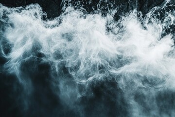 Wall Mural - Abstract aerial view of swirling water and foamy formations