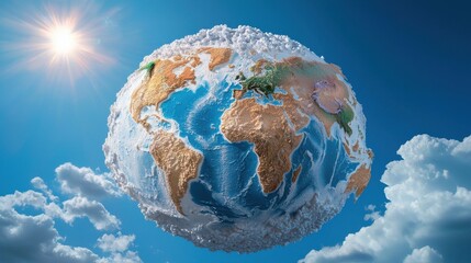 Aufkleber - A globe with the sun shining on it