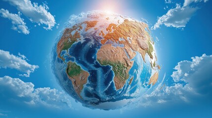 Poster - A globe with clouds in the background