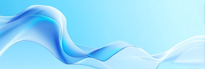 Wall Mural - Abstract Blue Wave Design with Glowing Effect on Clean Background