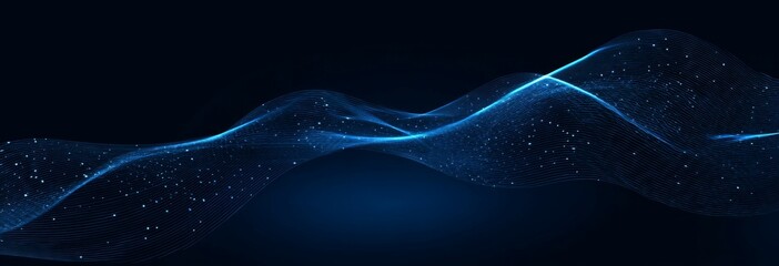 Wall Mural - Futuristic Blue Tech Wave with Particle Motion and Gradient Design
