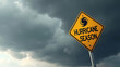 © Passionwith - Storm warning sign for hurricane season under dark dramatic sky, concept for emergency preparedness, severe weather alert, climate change impact, public safety awareness and natural disaster forecast