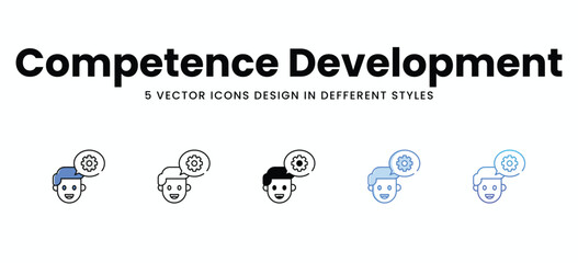 Competence Development vector icons set stock illustration