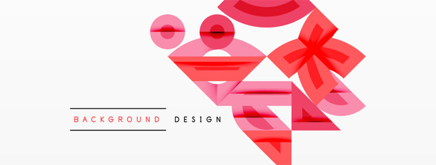 Poster - Abstract geometric shapes, pink hues, modern design. Overlapping lines create dynamic composition. Minimalist aesthetic, clean presentation.