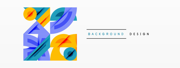 Leinwandbilder - Abstract shapes, vibrant colors, geometric forms. Blue, purple, orange elements create dynamic composition. Minimalist design, modern aesthetic.