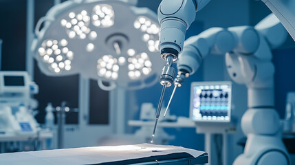 Wall Mural - a cutting edge ai powered medical diagnostic room, robotic arms assisting doctors, medical style