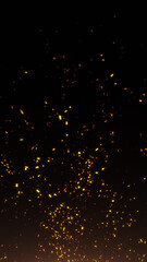 Wall Mural - fire sparks flying up at night vertical background illustration.