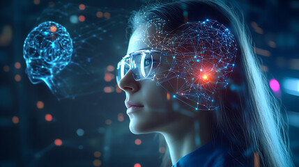 Wall Mural - a cyberneticist developing advanced brain machine interfaces for controlling smart devices, laborato