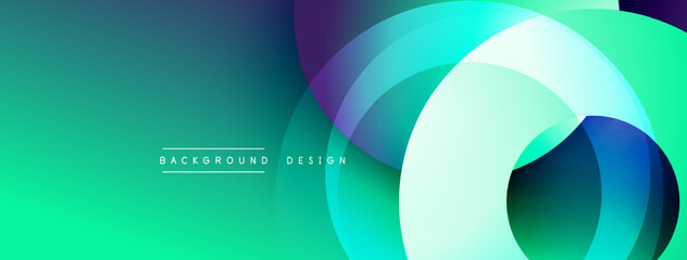 Leinwandbilder - abstract vibrant design. overlapping circles create dynamic composition. gradients shift from blue to green, purple hues. modern aesthetic.