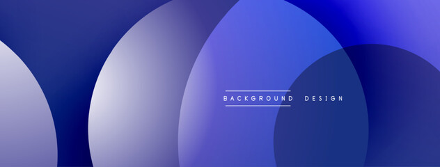Leinwandbilder - Abstract blue shapes overlap creating gradient effect. Smooth curves, modern design, simple composition. Background for presentations, websites, branding.