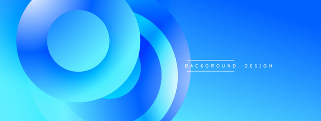 Leinwandbilder - Bright blue abstract design. Overlapping circles create dynamic flow. Smooth gradients suggest depth, modern aesthetic. Perfect backdrop for presentations.