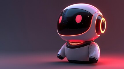 futuristic robot with bright red light signaling communication from its 3d chatbot face design and f