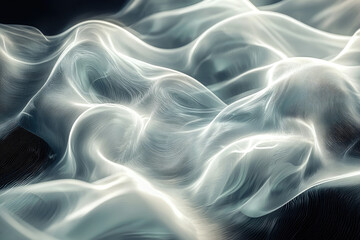 Poster - Abstract image of flowing, translucent fabric with intricate, swirling patterns and subtle lighting.