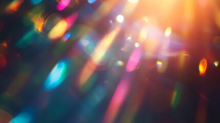Wall Mural - blurred rainbow refraction overlay with holographic prism lens effects and crystal flare shadows on 