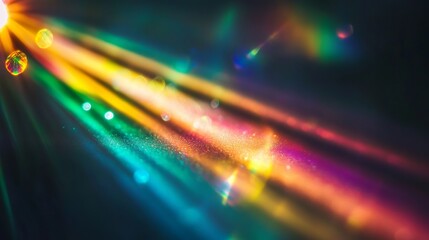 Wall Mural - vibrant rainbow prism refraction overlay with holographic crystal reflections, dynamic lens flare sh