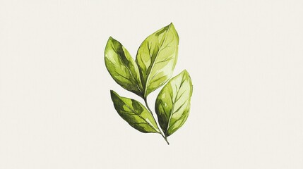 Wall Mural - vibrant green leaves on soft neutral background for nature themes