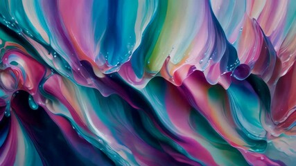 Wall Mural - A painting of a colorful, abstract design with a blue and pink swirl