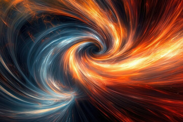 Poster - A swirling vortex of fire and ice, a cosmic dance of opposing energies in abstract fractal art.