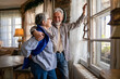 © NDABCREATIVITY - Elderly couple in love. Senior husband and wife hugging and bonding with true emotions