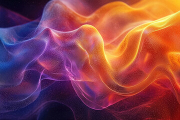 Poster - Abstract artwork depicting flowing, vibrant colors of purple, orange, and red, creating a dynamic, ethereal visual.