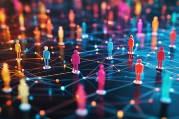 Aufkleber - Colorful figures on a digital grid represent diverse customer insights for personalized marketing strategies during a dynamic digital age