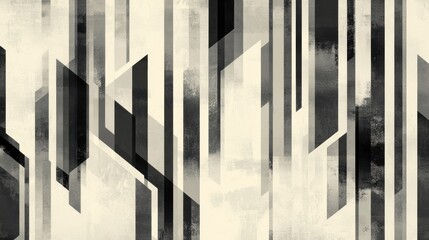 Fototapete - Structured minimalistic pattern of abstract layered shadows creating depth in neutral tones for contemporary design inspiration