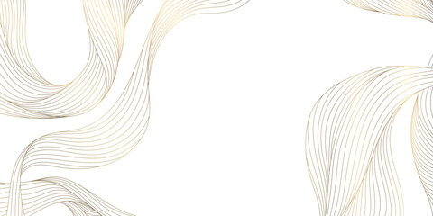 Aufkleber - Vector gold on white line wave abstract pattern, elegant luxury design background, flow curve dynamic banner
