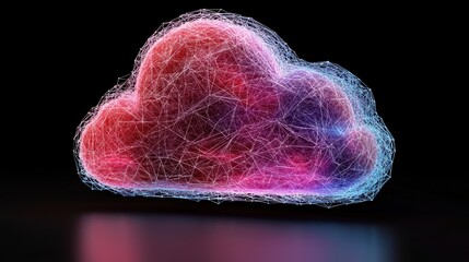 Poster - A futuristic cloud representation illustrating technology and data transfer, showcasing vibrant colors and intricate designs.