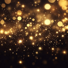 Aufkleber - A stunning background of golden bokeh lights sparkling against a dark canvas, perfect for creative projects and festive designs.