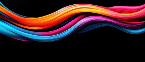 Wall Mural - abstract colorful flowing wave on black background modern vibrant gradient design with dynamic movem
