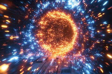 Aufkleber - A vibrant visual representation of futuristic energy pulsating through a digital portal, showcasing dynamic colors and movement.
