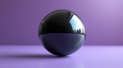 Wall Mural - glossy black sphere on purple background