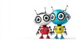 © ประดิษฐ สิทธิศักดิ์ - Colorful Cartoon Robots Standing Together on a White Background
