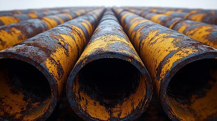 Aufkleber - Detailed Image of Weathered Rusty Pipes Showing Texture and Corrosion Patterns : Generative AI