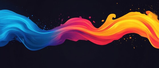 Wall Mural - abstract colorful fluid wave with vibrant blue, red, and yellow hues on dark background concept of m