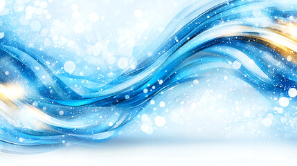 Poster - Dynamic abstract waves with blue tones and sparkles creating a modern and elegant atmosphere for design and creativity.