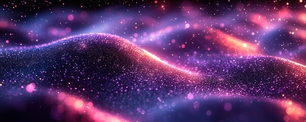 Wall Mural - Vibrant Digital Glow Art Depicting a Colorful and Abstract Sparkling Landscape