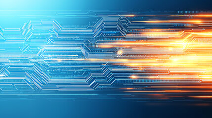 Aufkleber - Futuristic technology design illustrating speed and innovation with vibrant color effects and abstract circuit patterns.