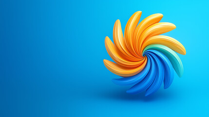 Aufkleber - Vibrant spiral design featuring orange, blue, and aqua colors on a smooth background, ideal for modern graphic projects.