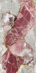Wall Mural - pink and gold marble with red white onyx geode texture. luxurious crystal wallpaper background