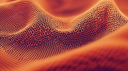Poster - Intricate close-up of flowing orange fabric capturing soft shadows and highlights in beautifully layered patterns : Generative AI