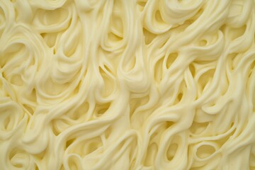 Aufkleber - Creamy white frosting swirls on a flat surface showing texture and consistency perfect for cake decoration or dessert topping