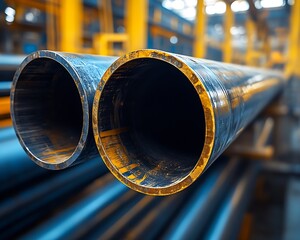 Aufkleber - Close up view of large industrial pipes demonstrating robust construction for heavy duty applications : Generative AI