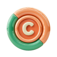 Wall Mural - colorful circular design with stylized letter c, featuring smooth glossy surfaces and modern aesthet